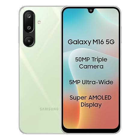 Samsung Galaxy M16 5G (Mint Green, 6GB RAM, 128 GB Storage) | MediaTek Dimensity 6300 | AnTuTu Score 422K+ | Super Amoled Display | 25W Fast Charging | 6 Gen. of OS Upgrades | Without Charger
